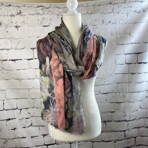 Nicki Colombo Scarf Rectangle Floral Multicolor Lightweight Cashmere Blend Italy